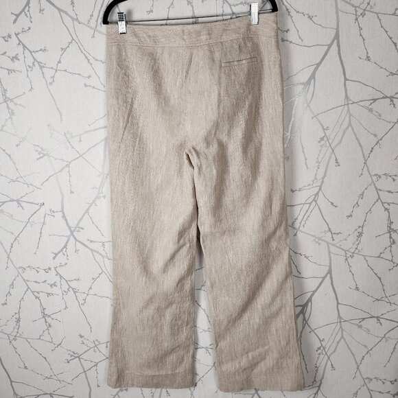 Harve Benard Beige 100% Linen Acetate Lined Wide Leg Trousers - Picture 4 of 7